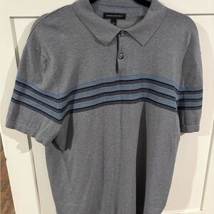Banana Republic Men’s Heather Gray Polo with Blue Stripe Detail